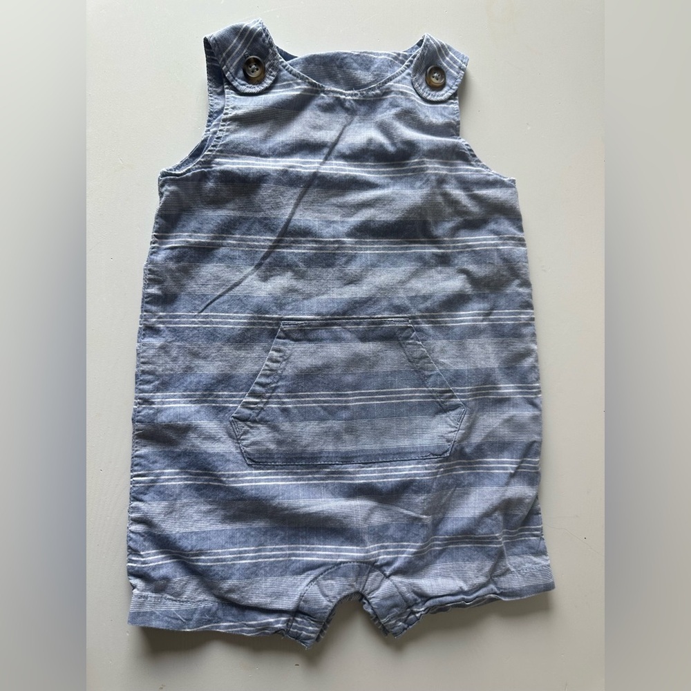 Kids Blue Striped Overalls